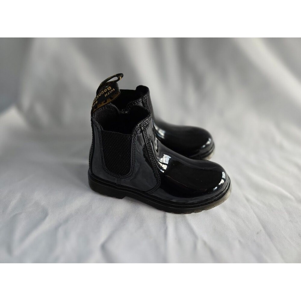 Dr Martens Junior 2976 Patent Chelsea Boots - Black - Toddler Girls size 10 MINT - Picture 3 of 7